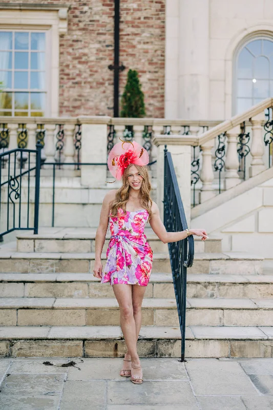 Sirene Fillie Mini Dress - Magenta Poppy Stylish Sweetheart Neck Mini Dress