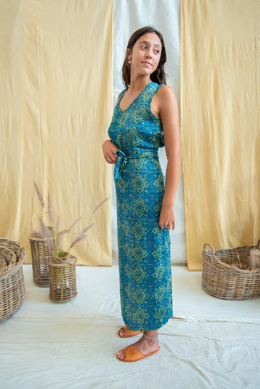 Wrap Dress - Indigo/Lime Tunics Essential wardrobe