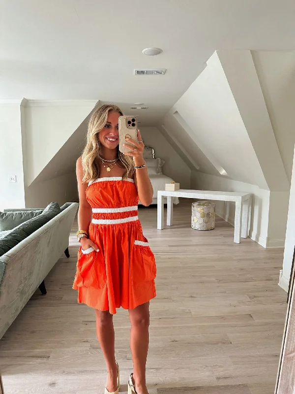 Stevie Mini Dress - Orange Comfortable One-Shoulder Mini Dress