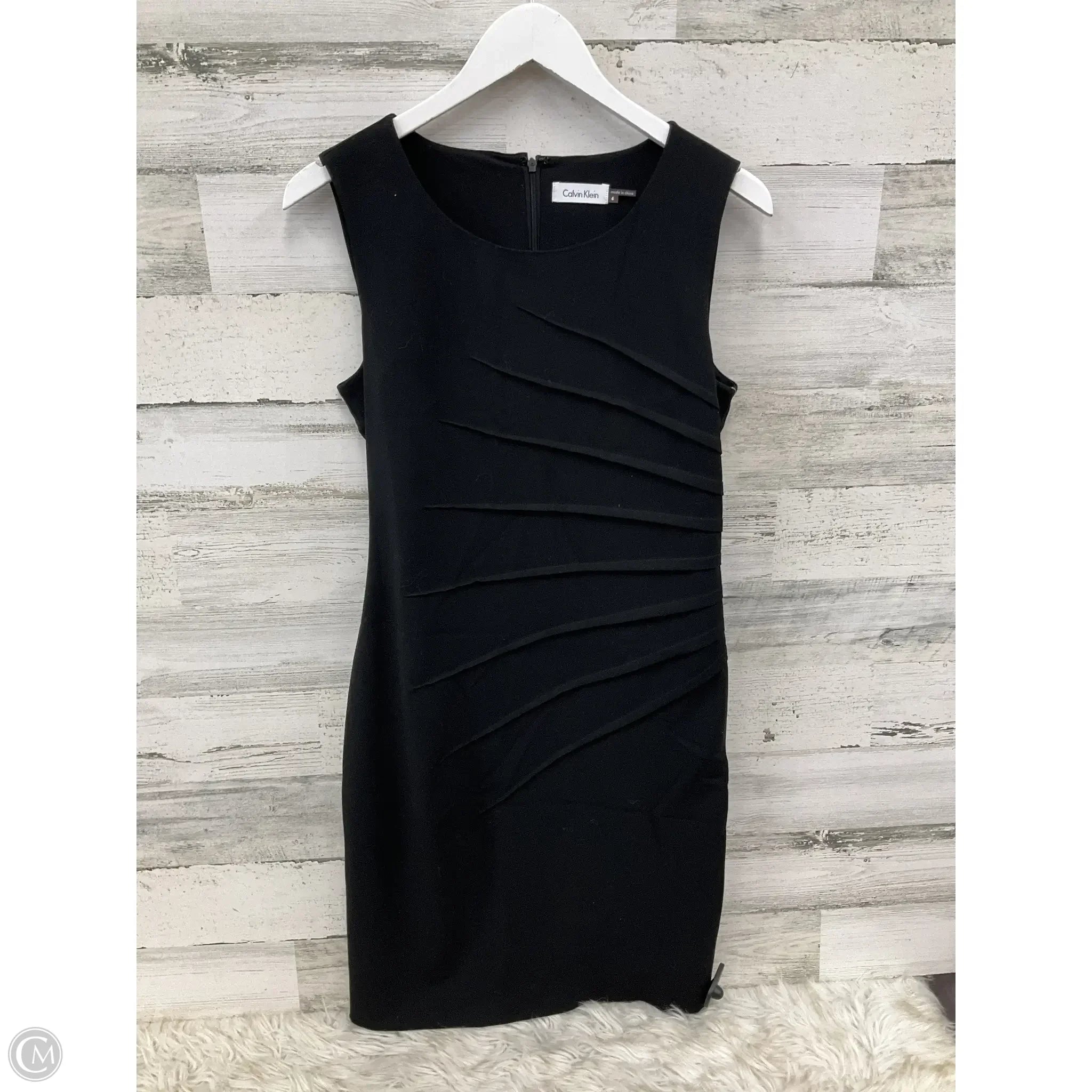 Dress Casual Midi By Calvin Klein In Black, Size: 4 Tunics Satin smooth