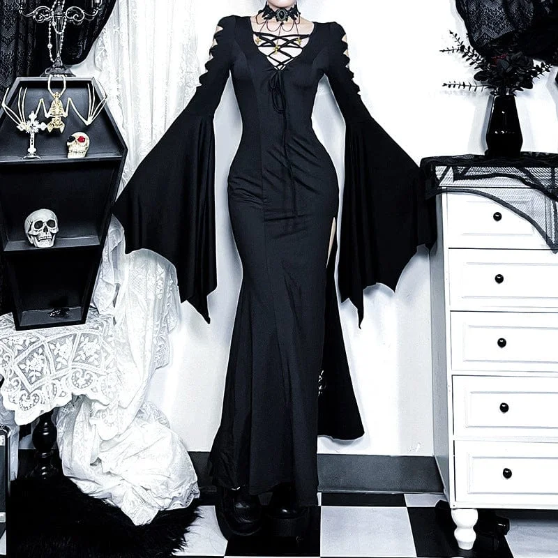 Women's Gothic Cut-out Strappy Maxi Dress Tunics Sale discount