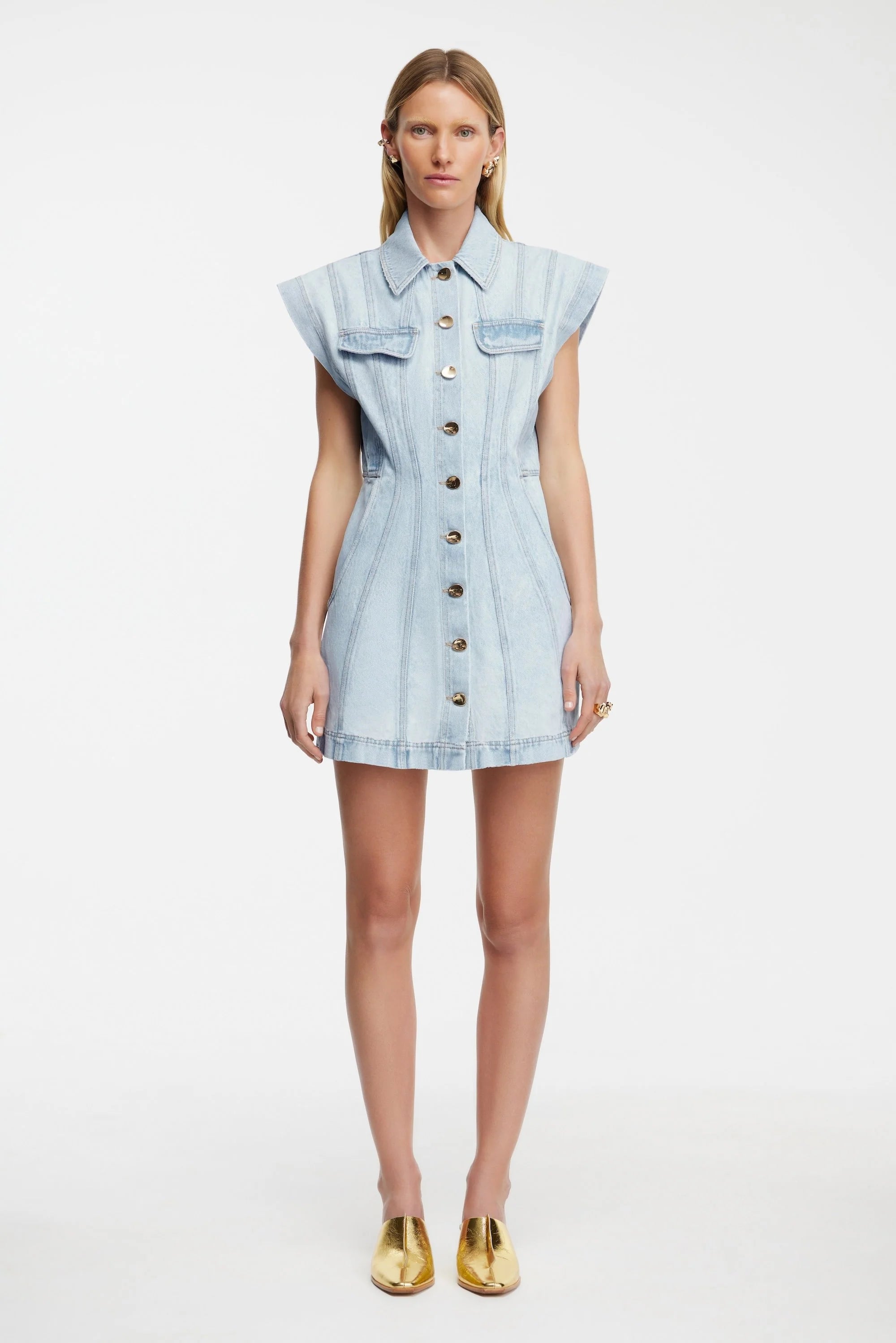 Acler Eagleton Mini Dress Ice Blue Classic Shift Mini Dress