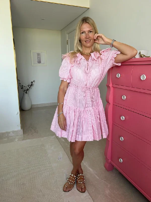 Vivier Scallop Mini Dress Pink Classic Black Mini Dress
