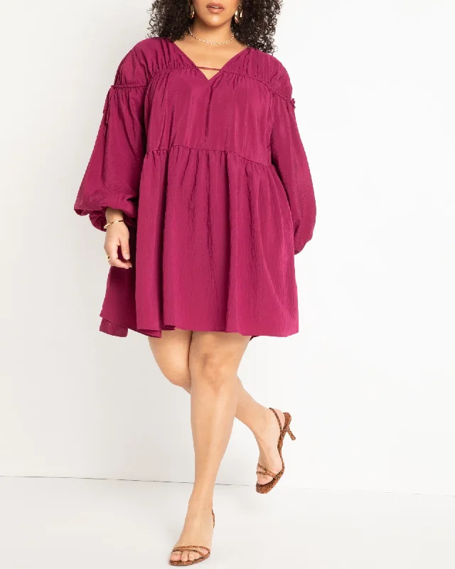 Shirred Mini Dress | Purple Potion Stylish Sweetheart Mini Dress