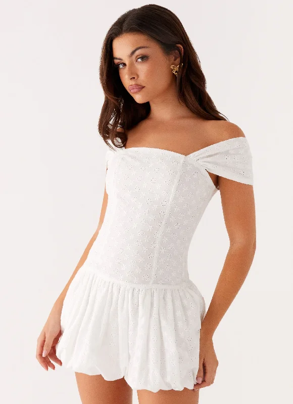 Vida Off Shoulder Mini Dress - White Classic Casual Mini Dress