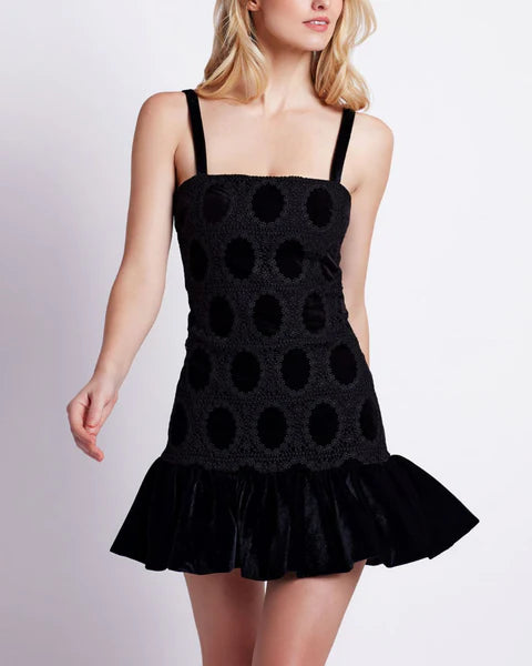 PatBo Velvet Lace Sleeveless Mini Dress Black Trendy Floral Mini Dress