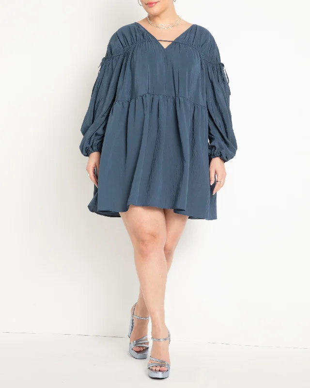 Shirred Mini Dress | Big Dipper Fashionable Pleated Mini Dress