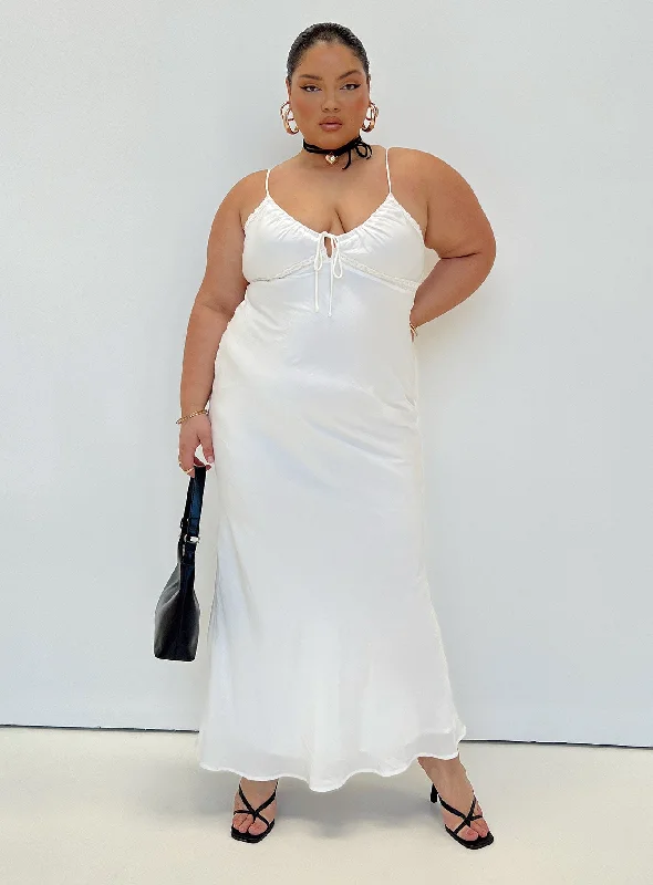 Emily Maxi Dress White Curve Boatneck Modish Everyday