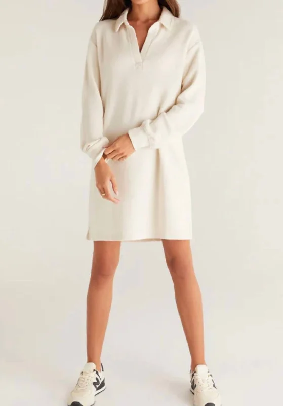 Aspen Sweatshirt Dress In Adobe White Hoodie Sweatshirt Pullover