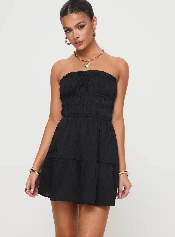 Joie Strapless Mini Dress Black Tunics Spring floral