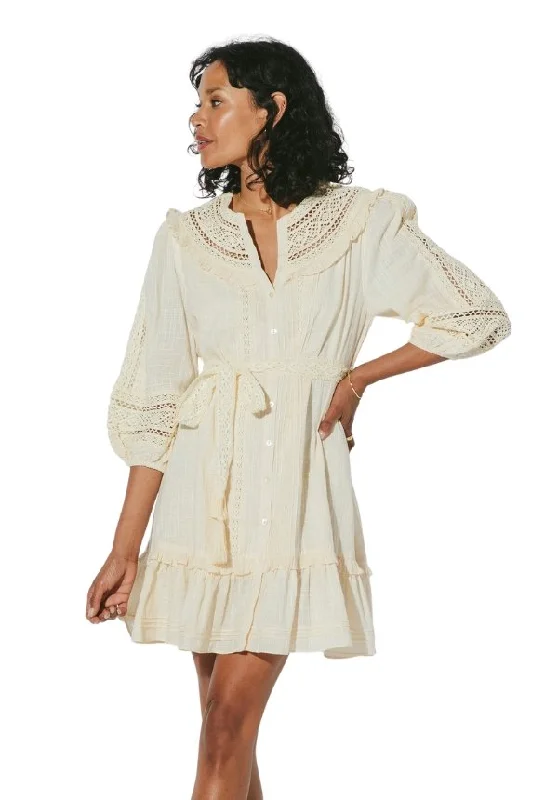 Evie Mini Dress Cream Cozy Cowl Neck Mini Dress