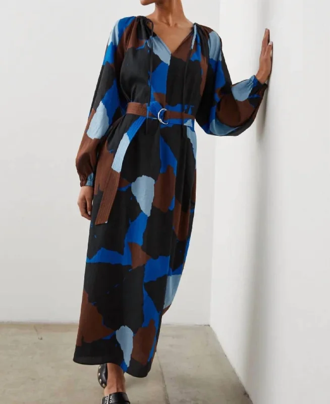 Leanna Dress In Blue Multicolor Tunics Chic fashionable