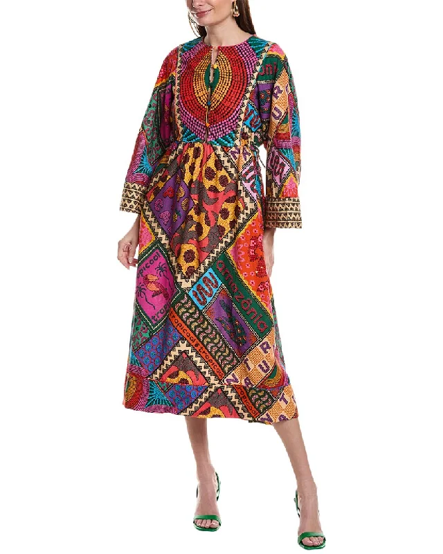 FARM Rio Dotted Patch Scarf Midi Dress Tunics Designer luxury
