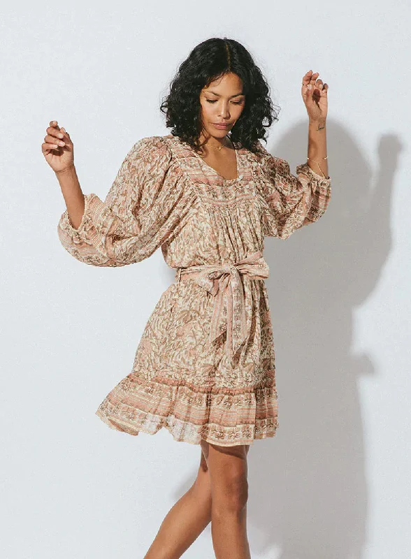 Vivian Mini Dress Zinnia Print Trendy Cut-Out Mini Dress