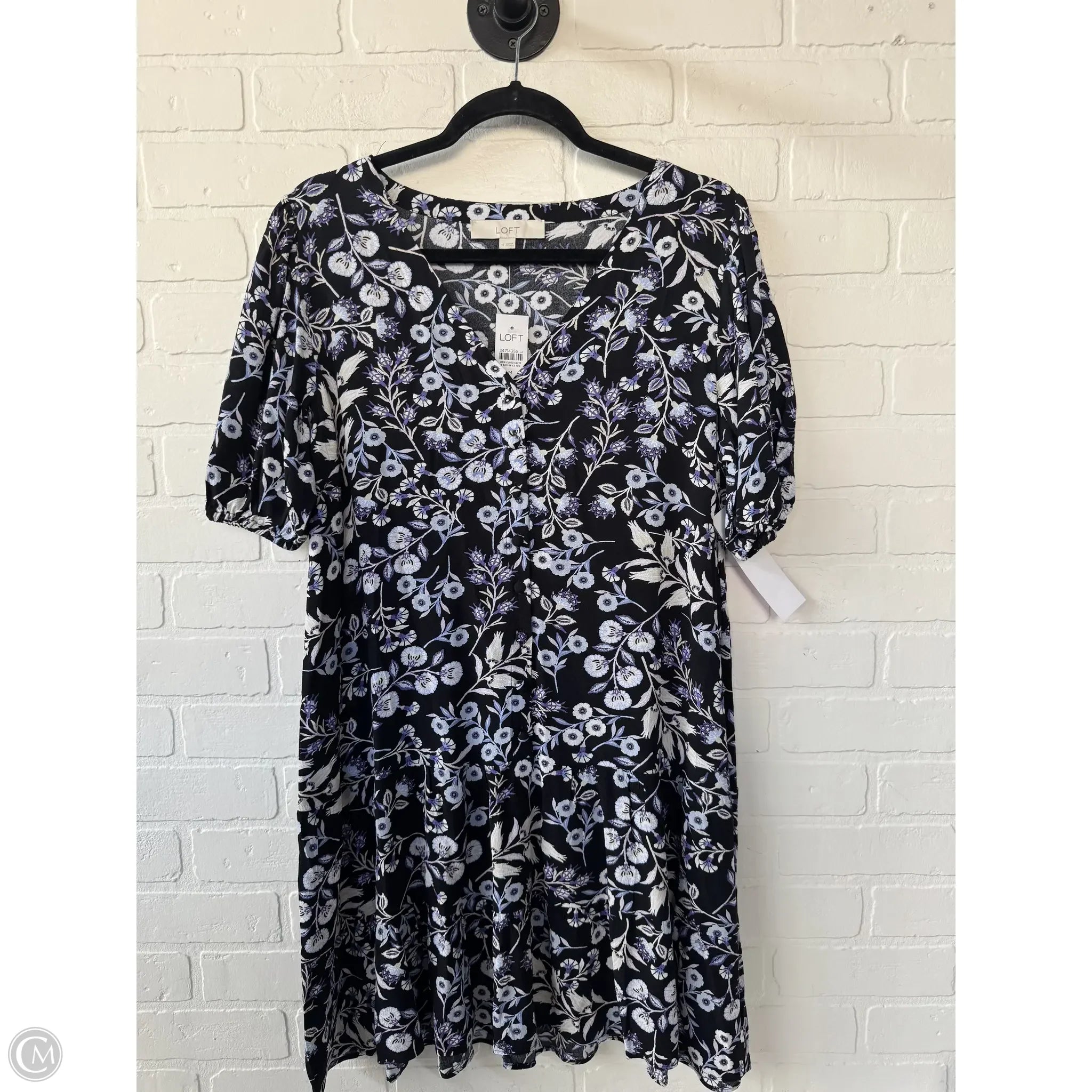 Dress Casual Short By Loft In Black & Purple, Size: M Tunics Cozy comfortable