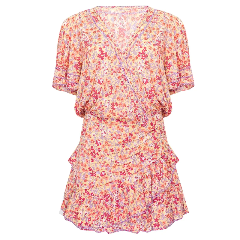 Mini Dress Mabelle Purple Daffodil Elegant Floral-Print Mini Dress