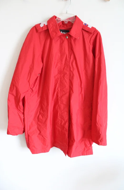 Totes Red Rain Coat | L Embroidered Appliqued Beaded