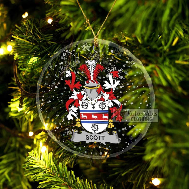Scott Irish Clan Christmas Glass Ornament with Coat of Arms Cotton Linen Terry
