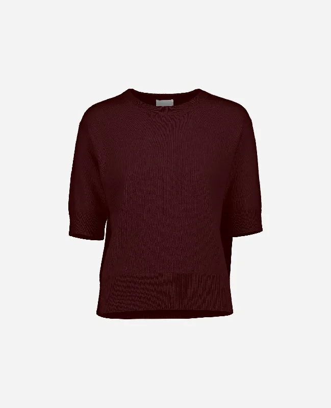 Rundhals Pullover aus Cashmere in Rot Short Sleeve Top