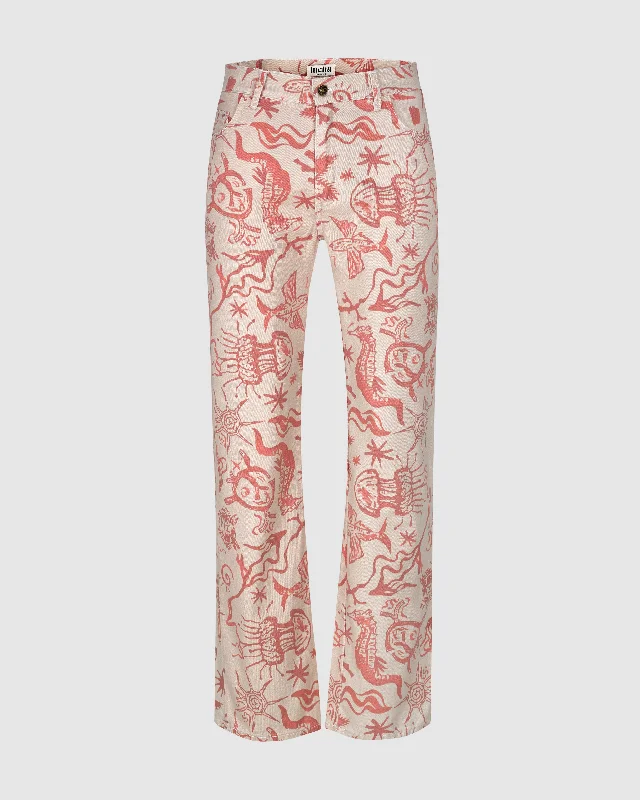 JOY TROUSERS IN BEIGE AND RED Trousers trendy modern