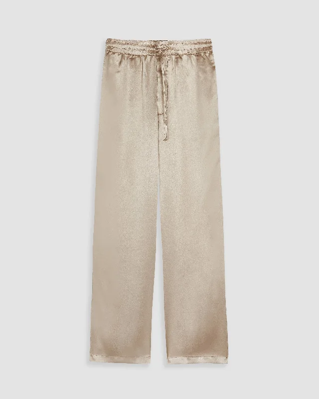 RISAS SILK TROUSERS IN PEARL Skinny Trousers Denim Stretchy