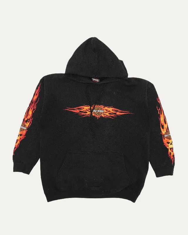 Harley Davidson Hangtown Flame Logo Hoodie Hoodie with Sequins Glamorous Eye-catching