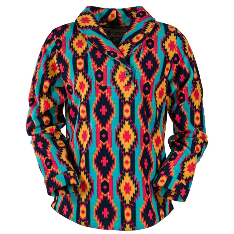 Outback Trading Ladies Janet Aztec Print Raspberry Pullover 40195-RAS Fleece Warm Pullover Outback Trading Ladies Janet Aztec Print Raspberry Pullover 40195-RAS Fleece Warm Pullover