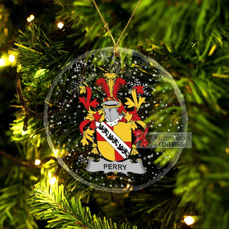 Perry Irish Clan Christmas Glass Ornament with Coat of Arms Blouse Shirt Tunic