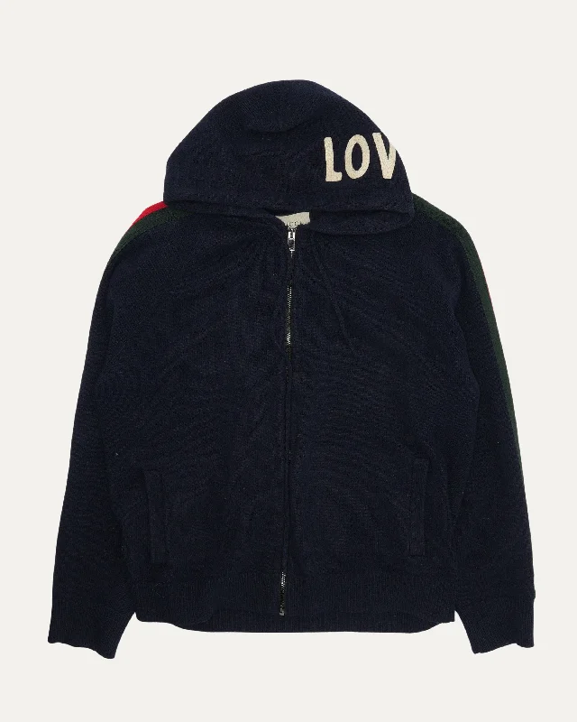 Knit Zip Hoodie Hoodie with Contrast Stitching Detailed Premium