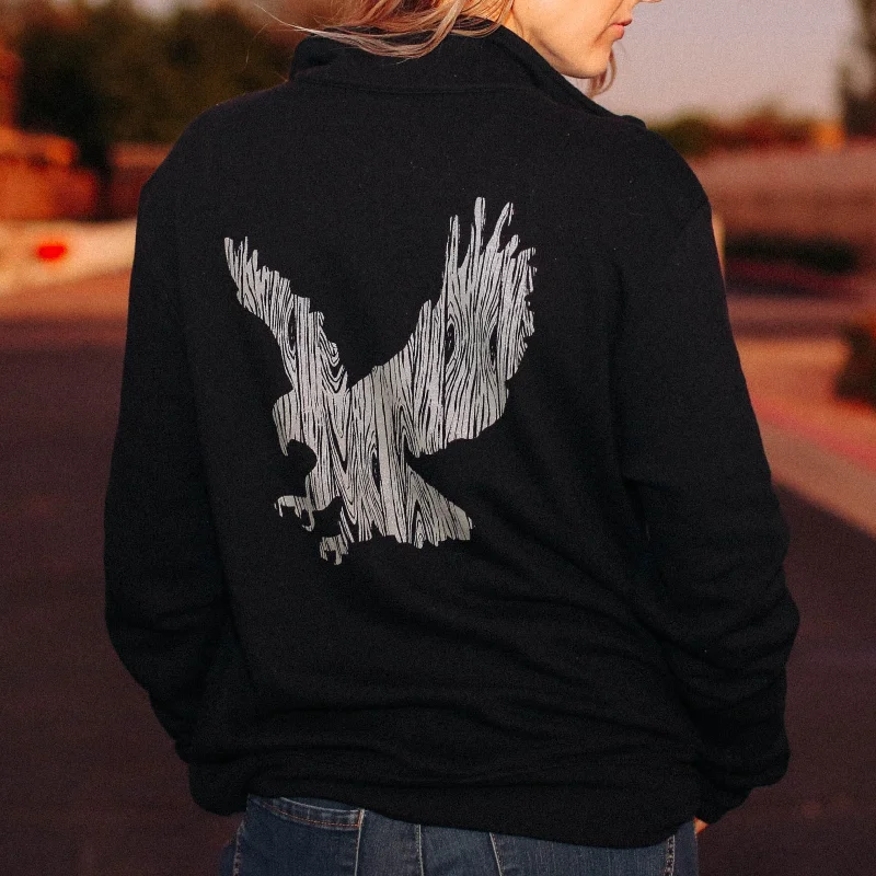 Wood Grain Eagle Unisex Pullover Cold Shoulder Design