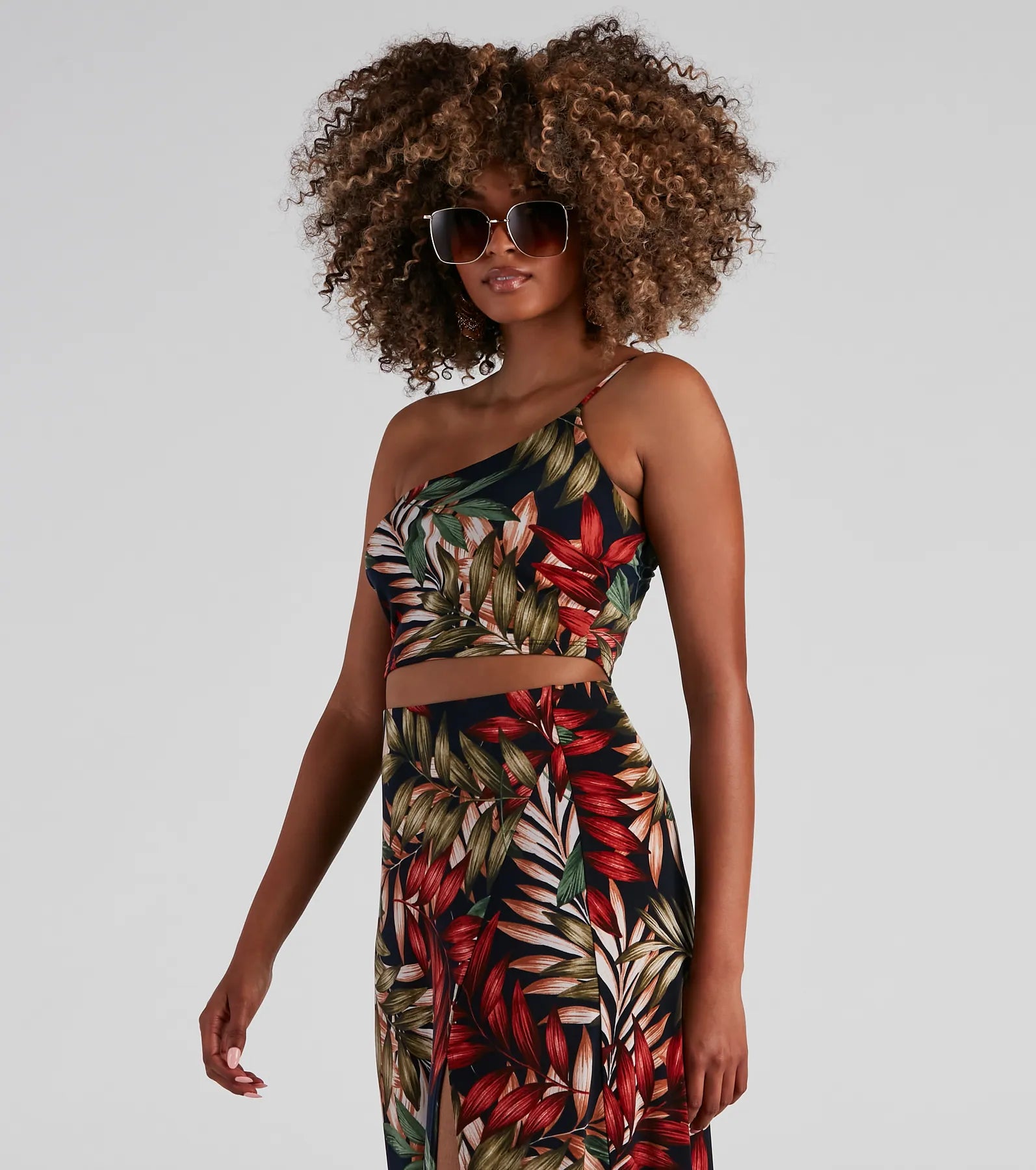 Vacay Approved Printed Crop Top Spandex Blend Rayon Blend Denim Blend
