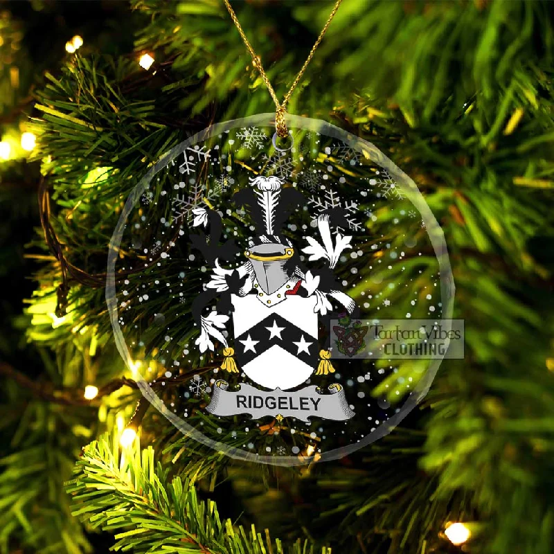 Ridgeley Irish Clan Christmas Glass Ornament with Coat of Arms Down Puffer Quilted