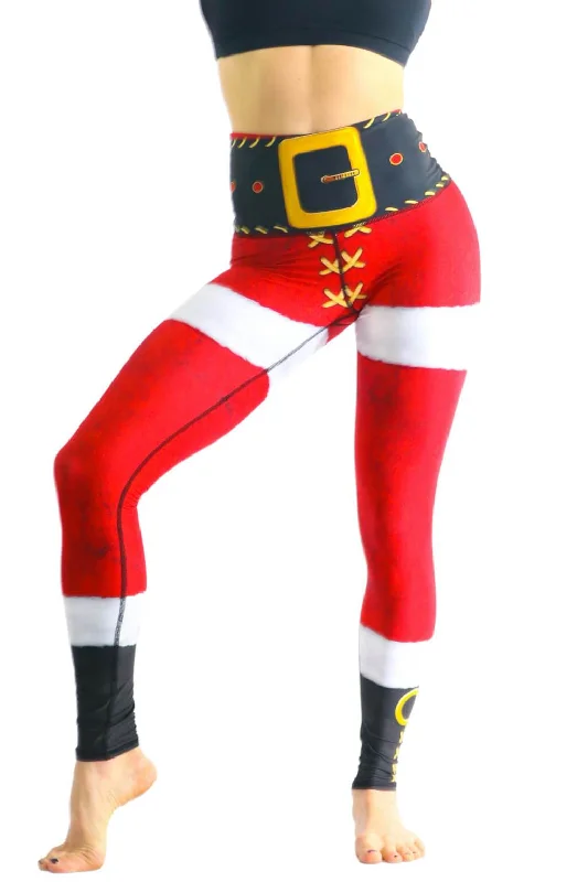 SantaCon Printed Yoga Leggings Trendy Side-Pocket Leggings