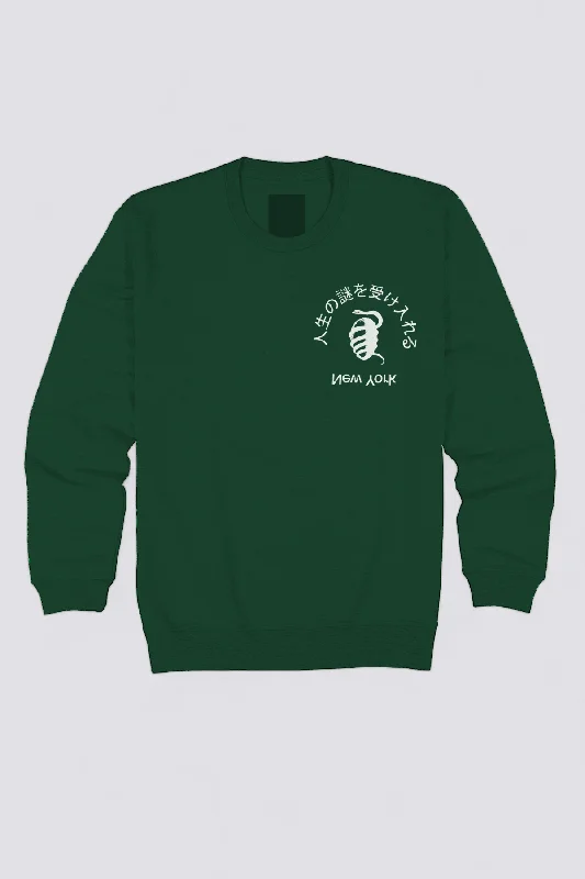 Forest Green Embrace Mystery Sweatshirt Hoodie with Fur Luxurious Winter