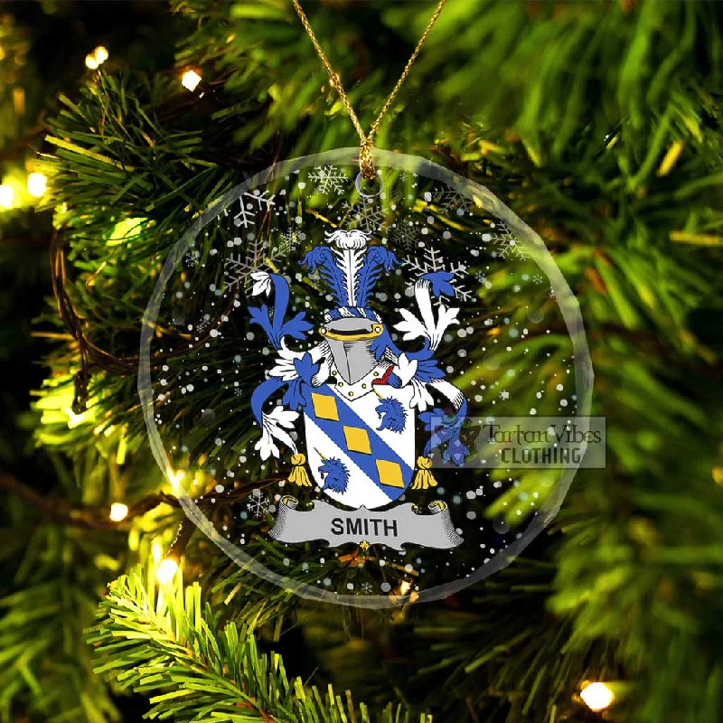 Smith Irish Clan Christmas Glass Ornament with Coat of Arms Tweed Herringbone Houndstooth