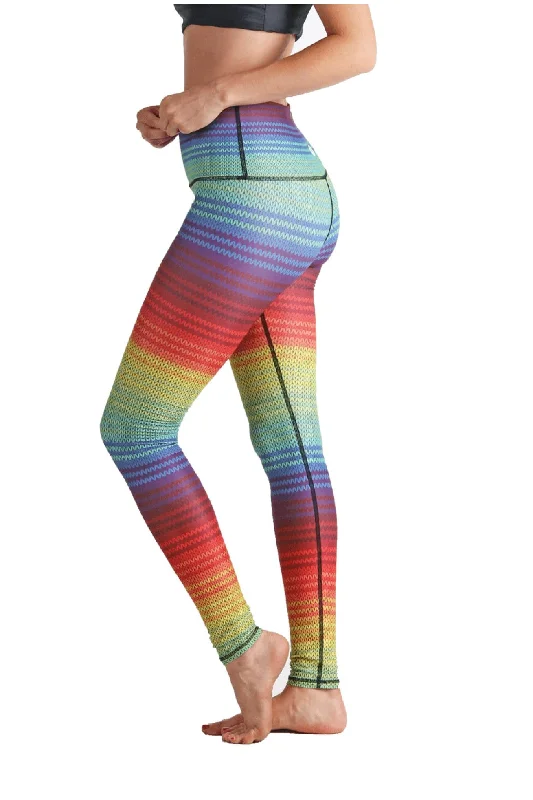 Rainbow Stripe Printed Yoga Leggings Stylish Stretch Print Leggings