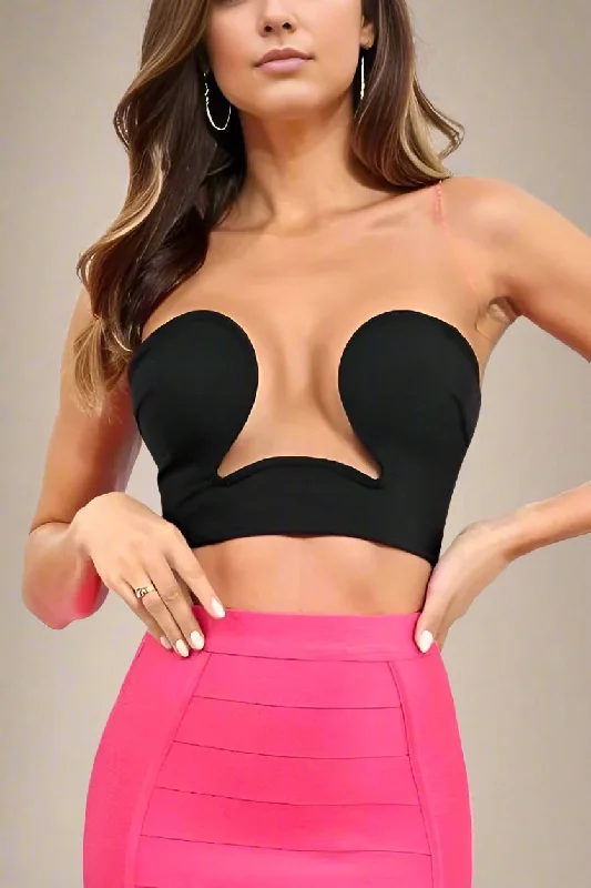 Mika Bandage Crop Top - Classic Black Iron Safe Non-Iron Wrinkle Free