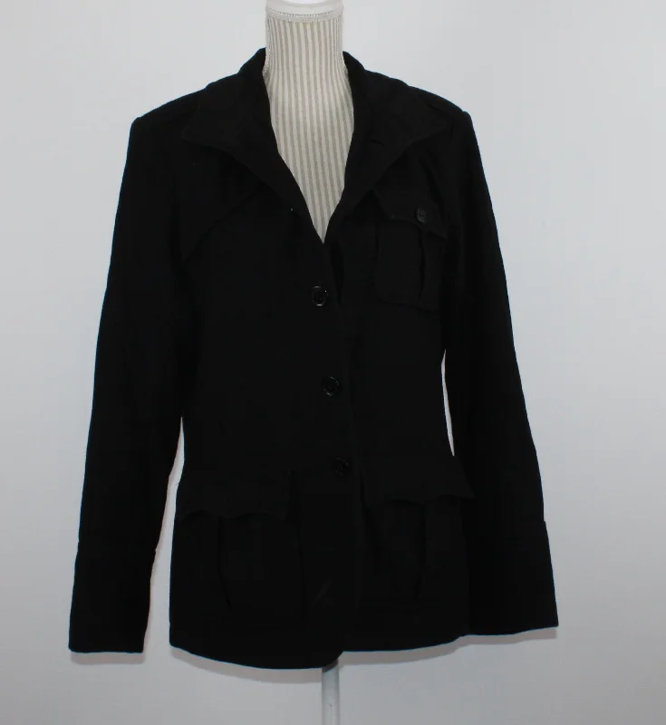 H&M BLACK WOOL COAT ADULT SIZE 40 PRE-LOVED Tailored Straight A-Line
