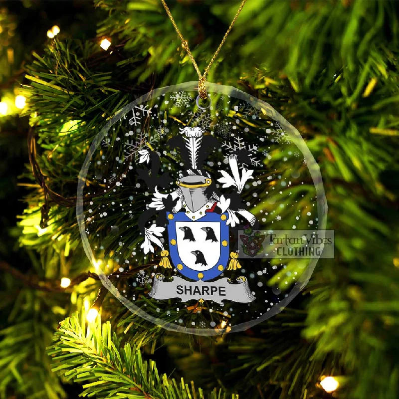Sharpe Irish Clan Christmas Glass Ornament with Coat of Arms Pockets Sleeves Lining