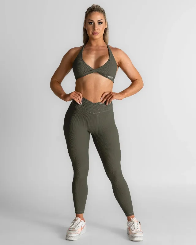 Cross-over Ribbed Leggings Trendy Colorblock Print Leggings