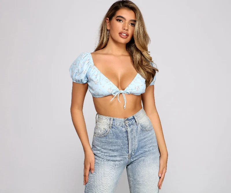 All My Heart Ditsy Floral Crop Top Striped Floral Plaid