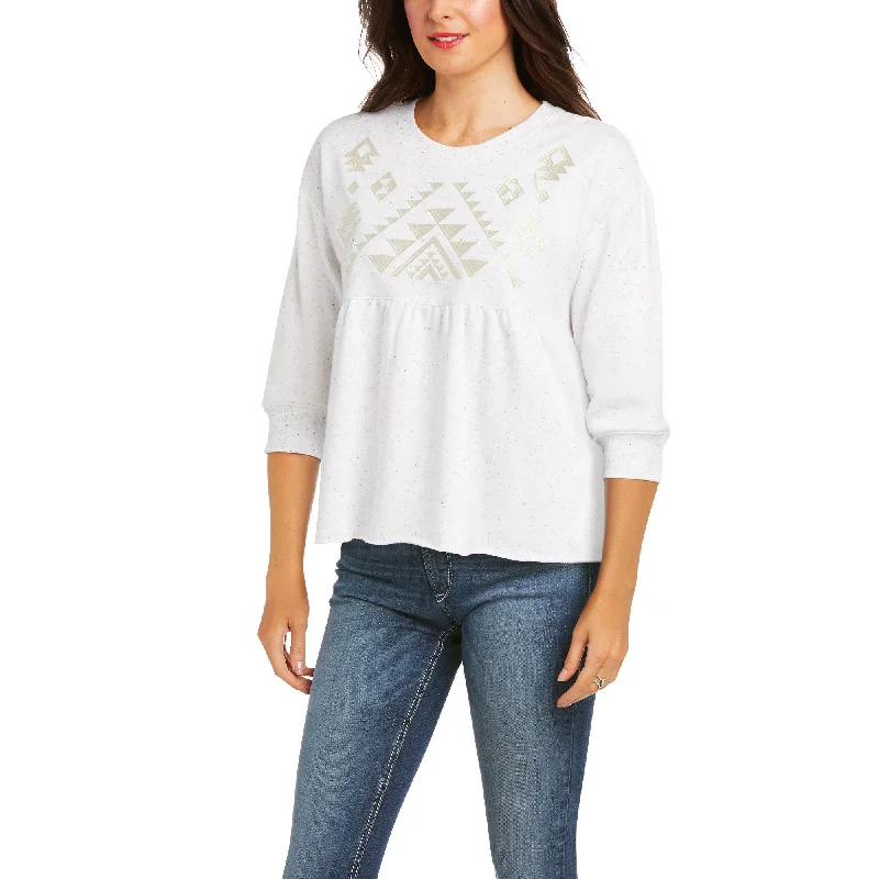 Ariat Ladies Real Cheers Half-Sleeve White Pullover 10036152 Cashmere Luxurious Pullover Ariat Ladies Real Cheers Half-Sleeve White Pullover 10036152 Cashmere Luxurious Pullover
