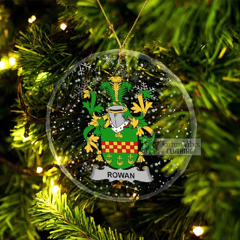 Rowan Irish Clan Christmas Glass Ornament with Coat of Arms Collared Crew Neck Turtle Neck