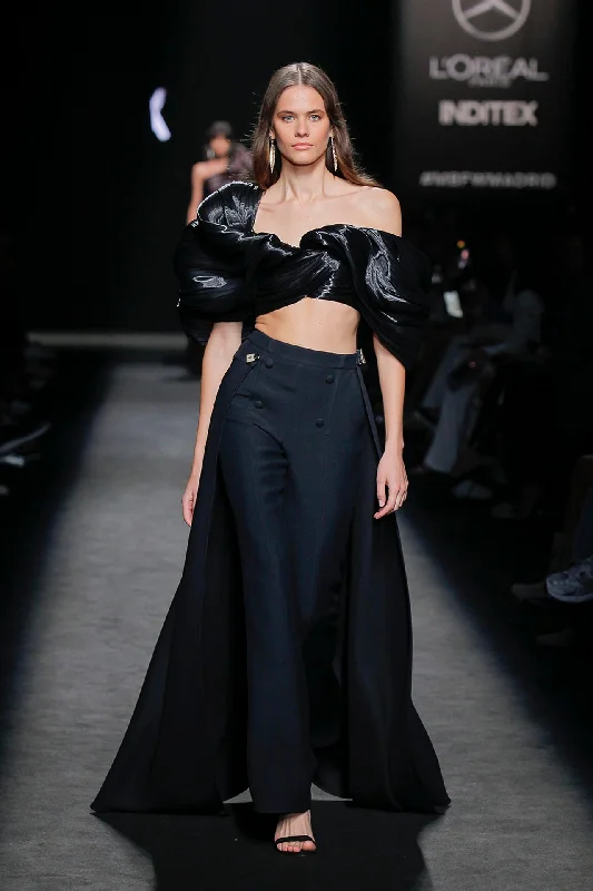 Crop top with trousers Sequined Glittery Shiny