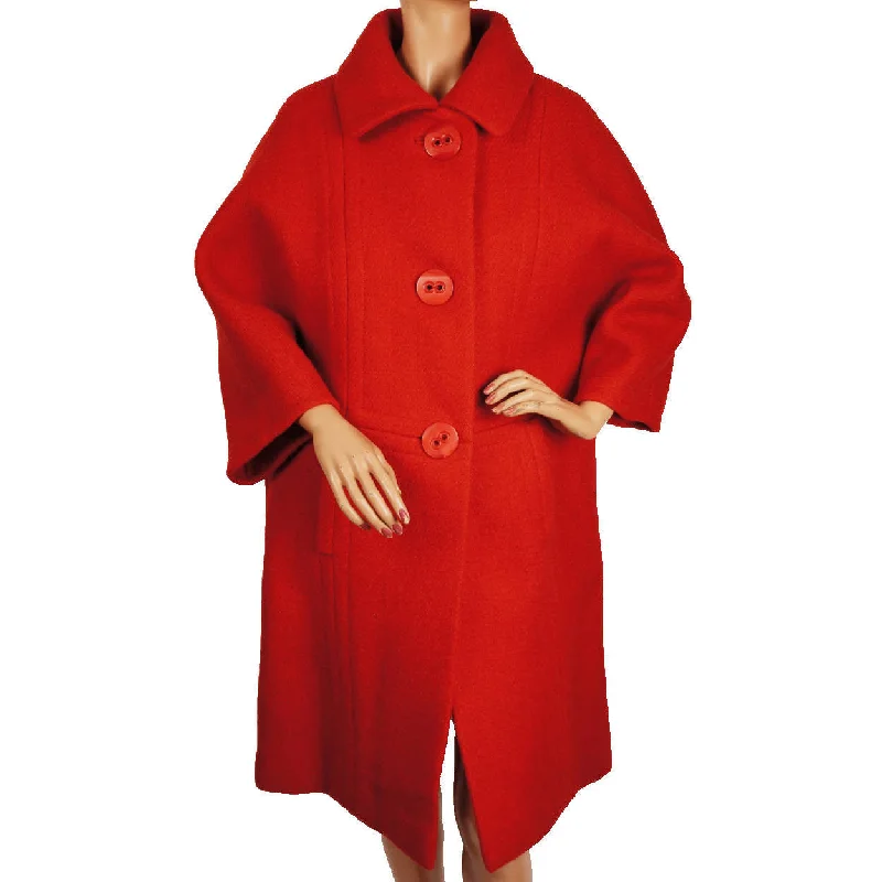 Vintage 1960s Simonetta and Fabiani Red Wool Coat Trapeze Tunic Caftan