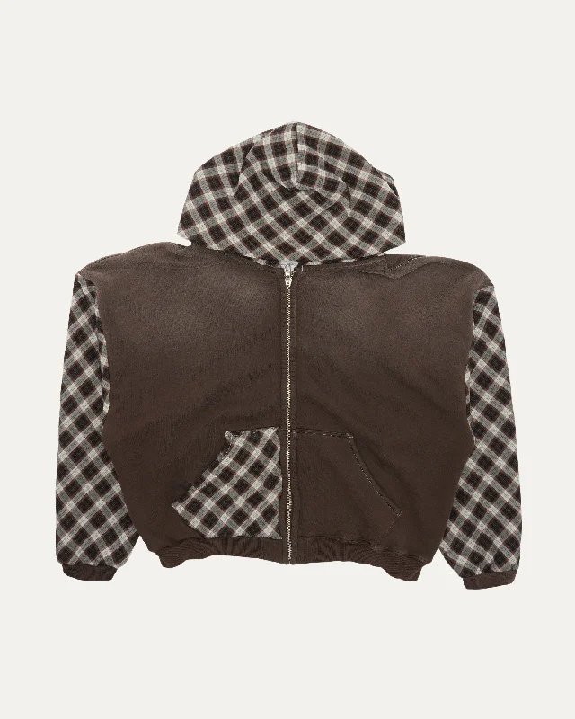 Patchwork Heavyweight Zip Up Hoodie Hoodie with Reflective Safety Nightwear