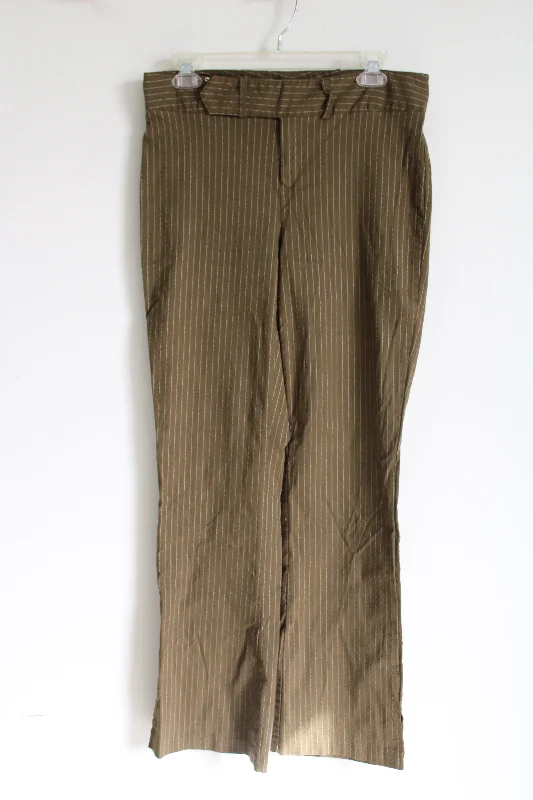 Rue21 Green Striped Trouser Pant | 9/10 Trousers Floral Bohemian