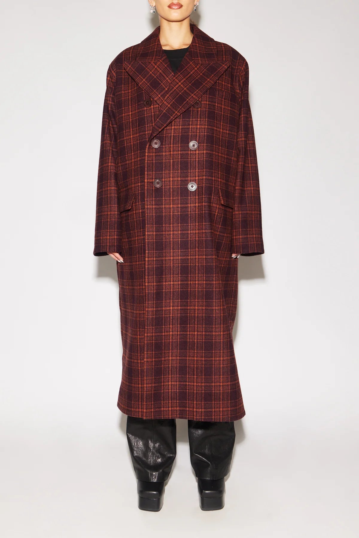 Stolen Girlfriends Club Gravity Check Coat - Crimson Cardigan Sweater Pullover