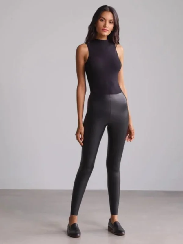 Commando SS Perfect Control Black Vegan Leather Legging SLG06 Fashionable Plus-Size Activewear
