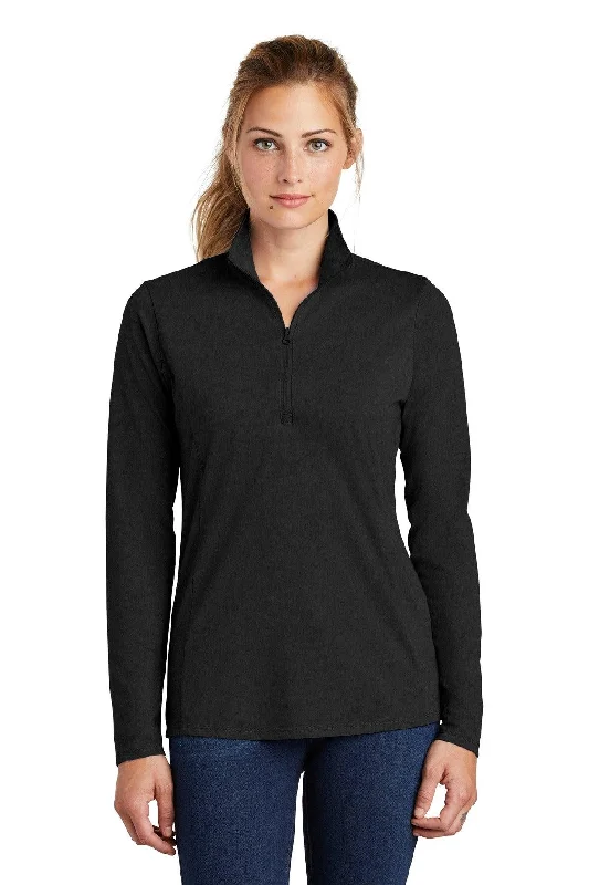 Sport-Tek  Ladies PosiCharge  Tri-Blend Wicking 1/4-Zip Pullover. LST407 Wide Sleeve Pullover